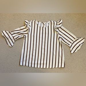 Day to Day cream/striped flowy blouse